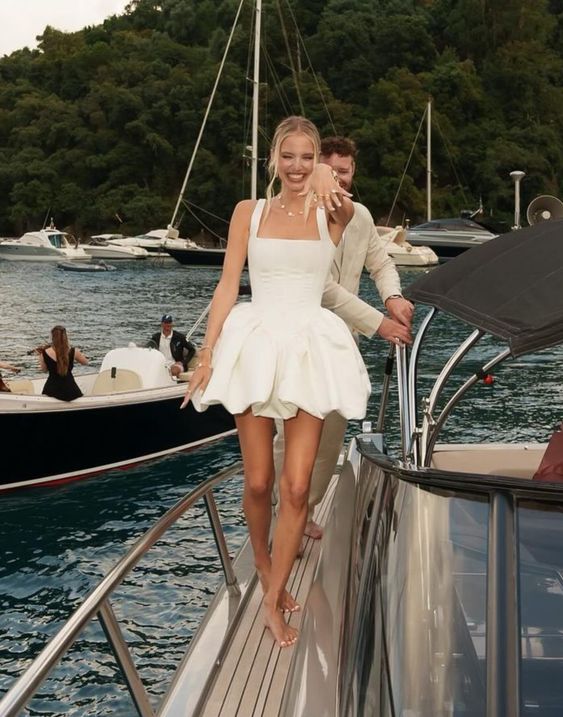 A-Line White Short Party Dress Homecoming Dress - FashionDia