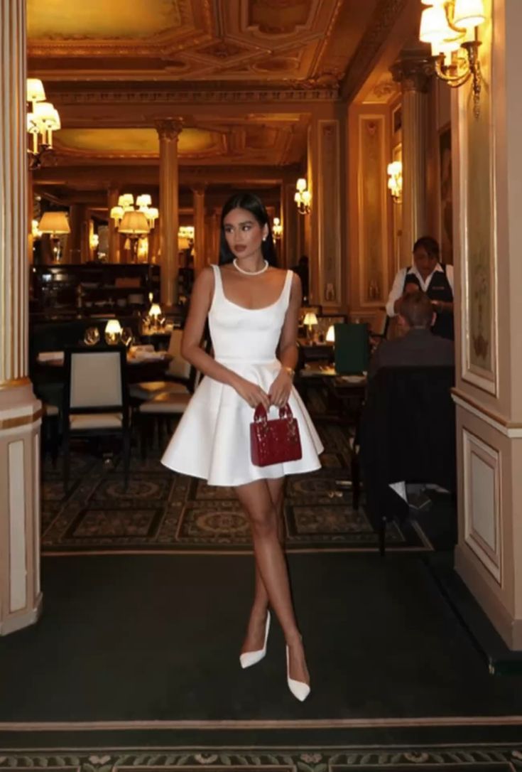 cute A-Line white straps homecoming dress 18th birthday outfits - View 2 | FashionDia