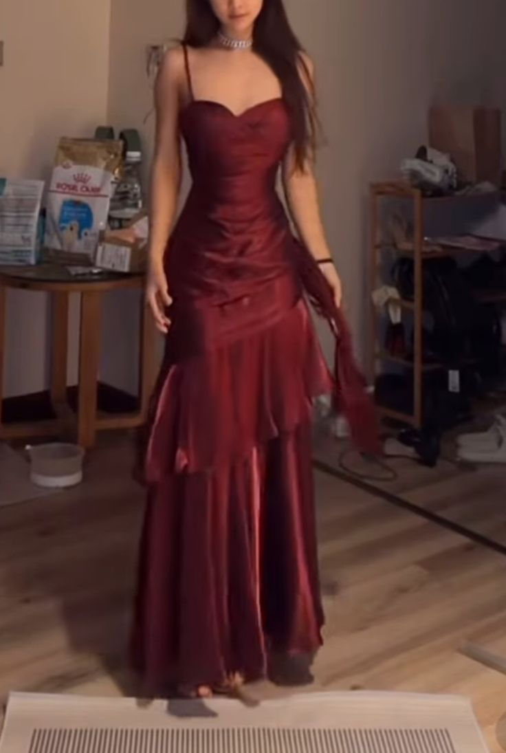 Burgundy Fashion Long Prom Dresses Formal Evening Dress - FashionDia