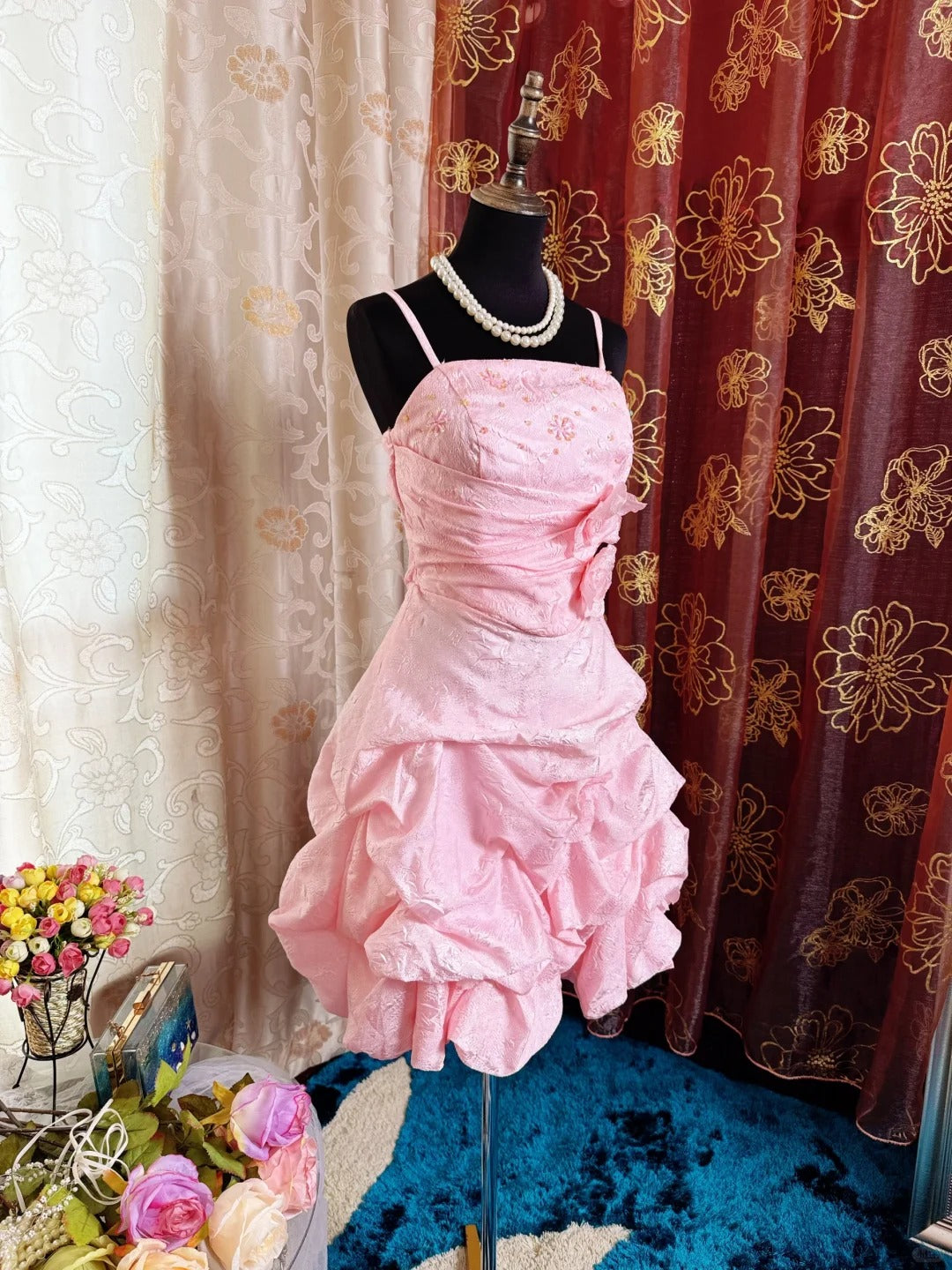 Pink Birthday Outfit Short Evening Dress Short Party Dress Vintage Homecoming Dress   fg8090