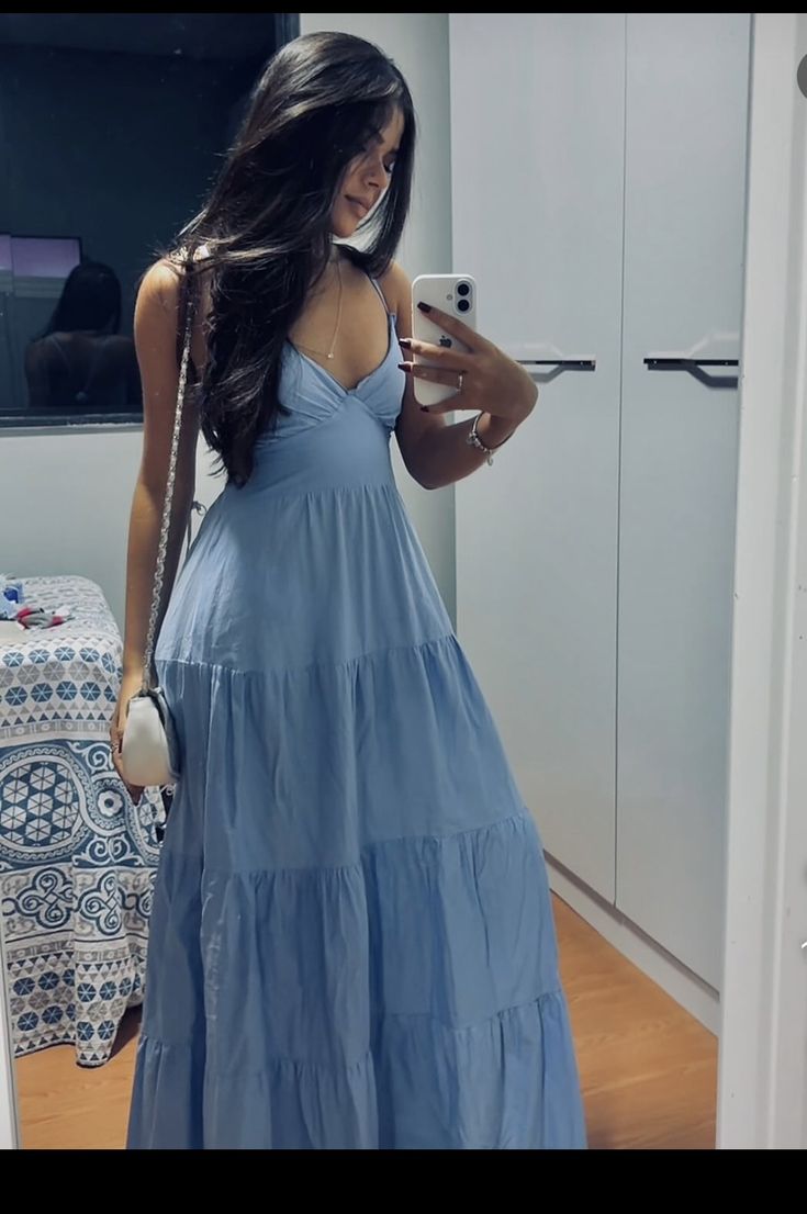 A Line Blue Fashion Long Prom Dress Evening Party Dresses