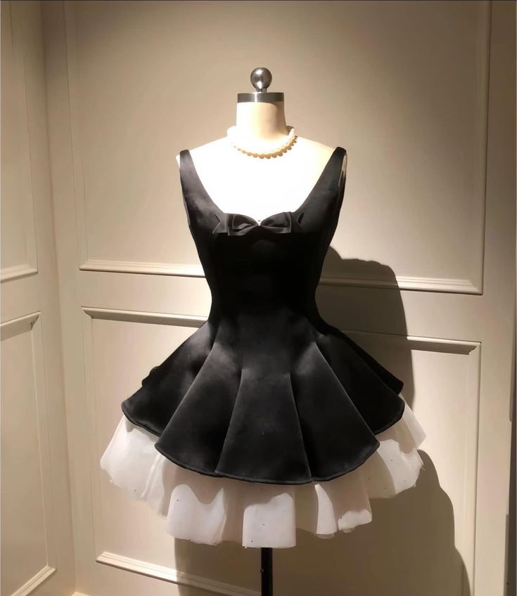 A Line Black Short Prom Dress Birthday Party Dress Homecoming Dress