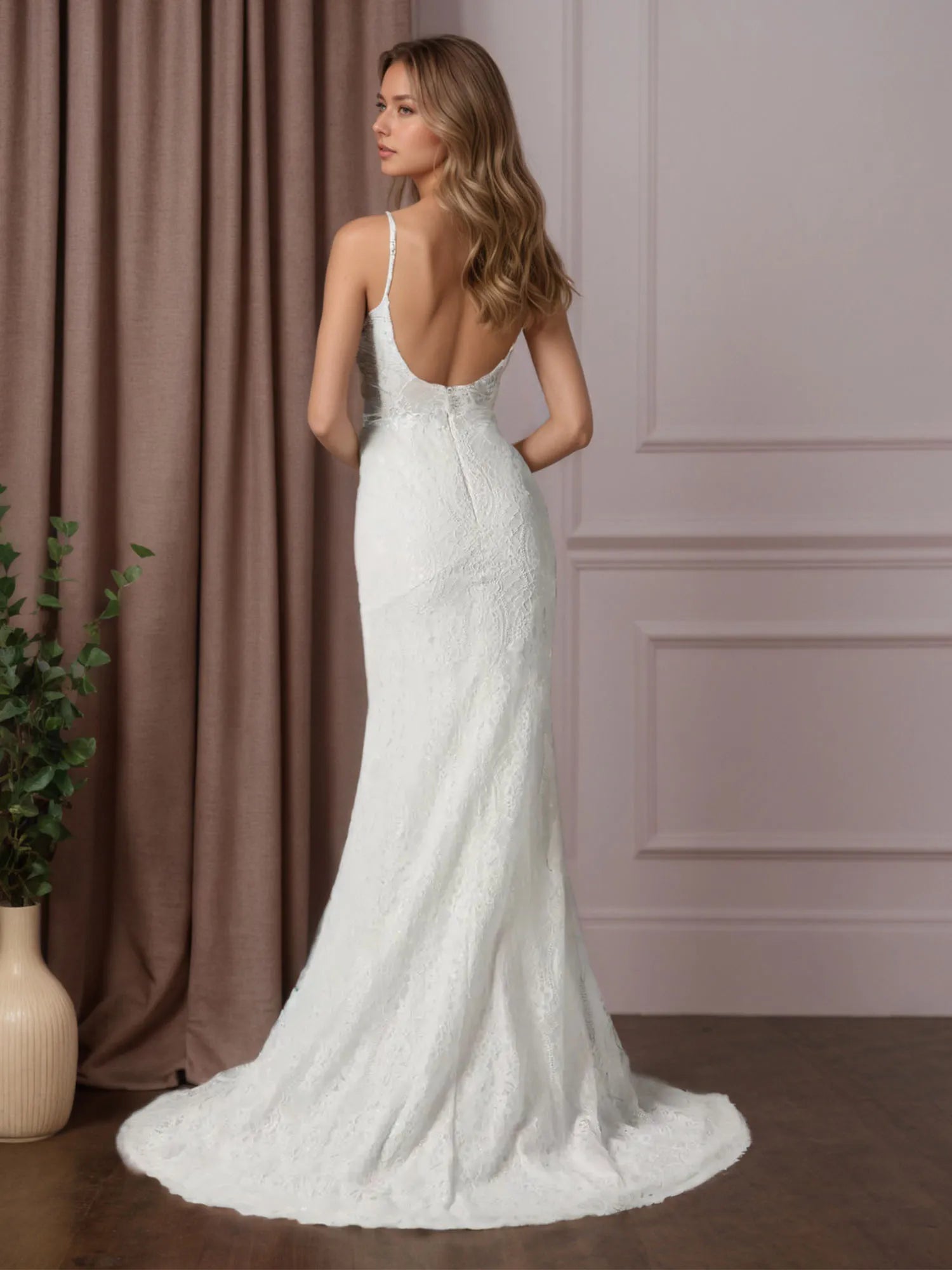 White Mermaid Lace Wedding Dress