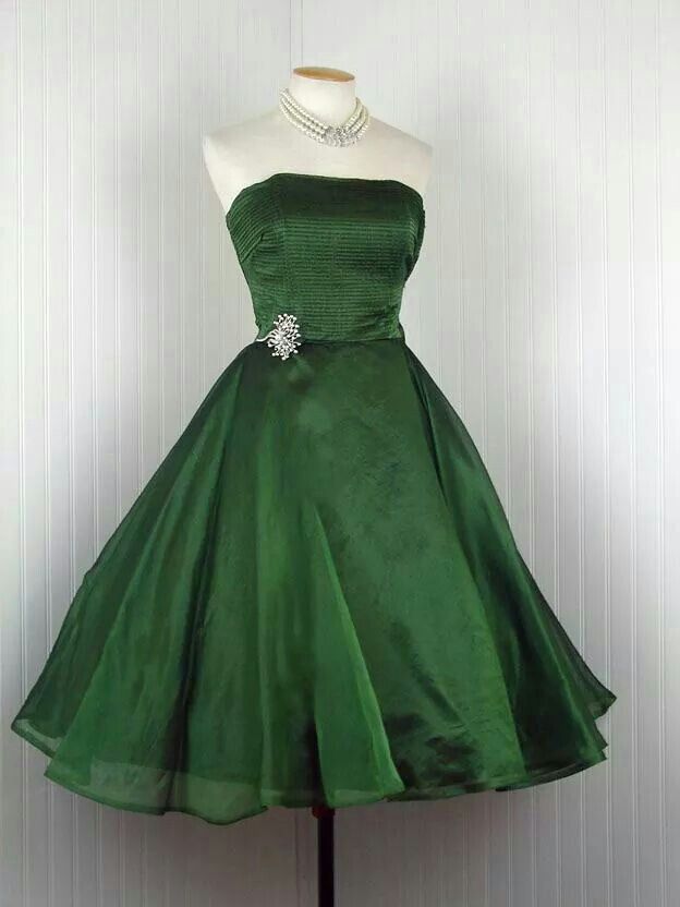 A Line Green Strapless Short Prom Dress Birthday Party Dress Homecoming Dress
