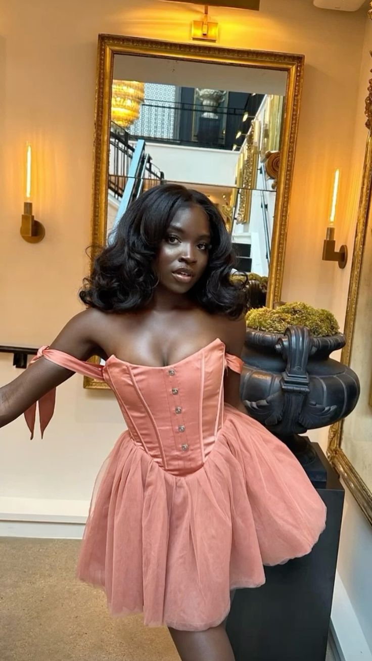 Off-the-Shoulder Birthday Dress Pink Short Homecoming Party Dress - FashionDia