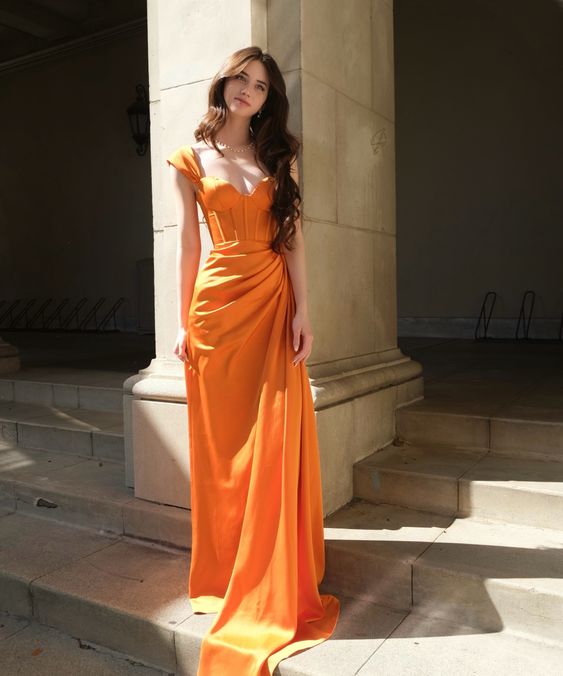 Elegant Orange Prom Dress,Orange Formal Gown