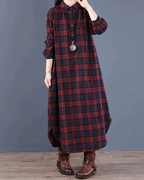 Esther Minimalist Dress Long Sleeve Checked Shirt Designer Edit