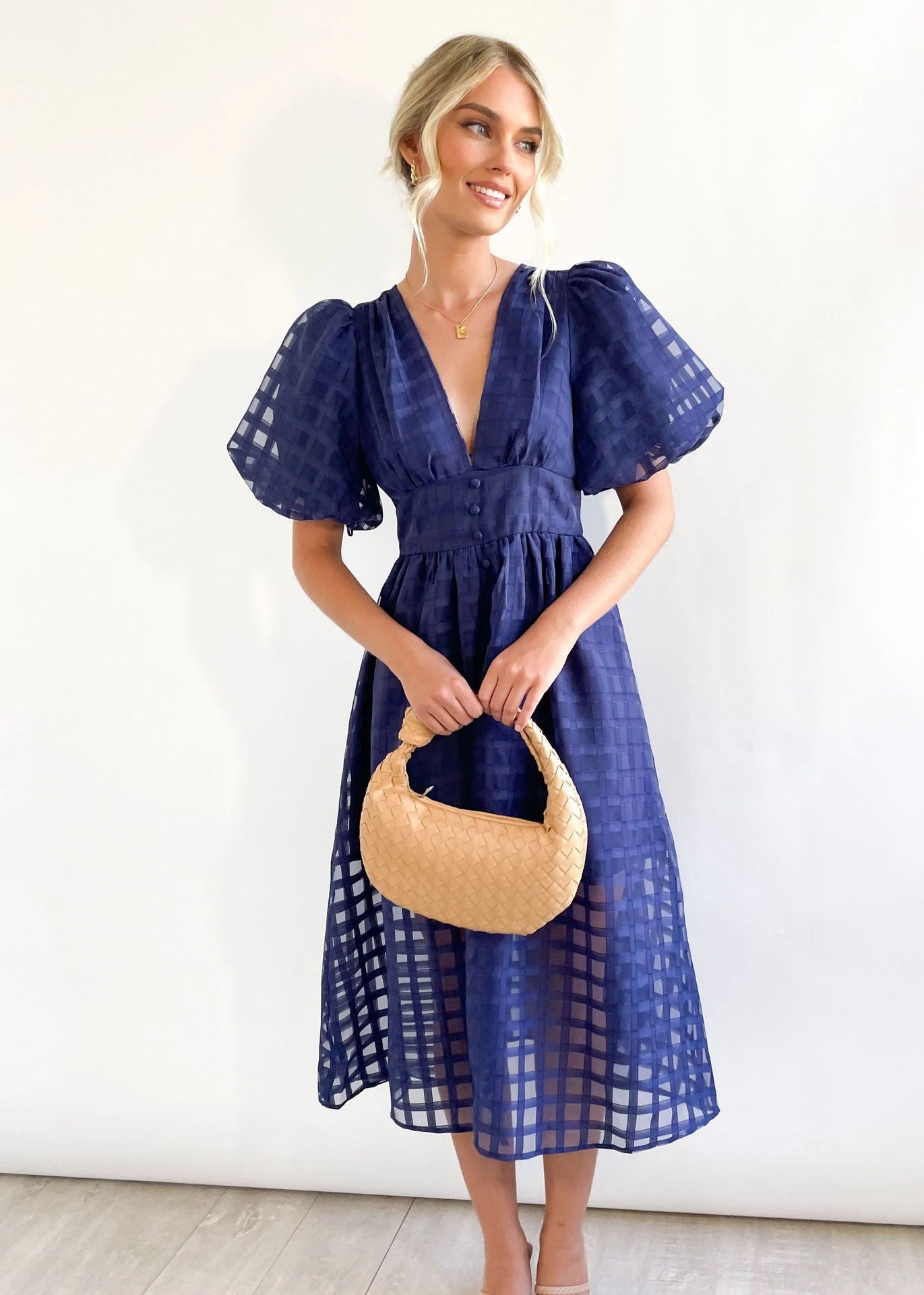 Paradise Midi Dress Navy Blue