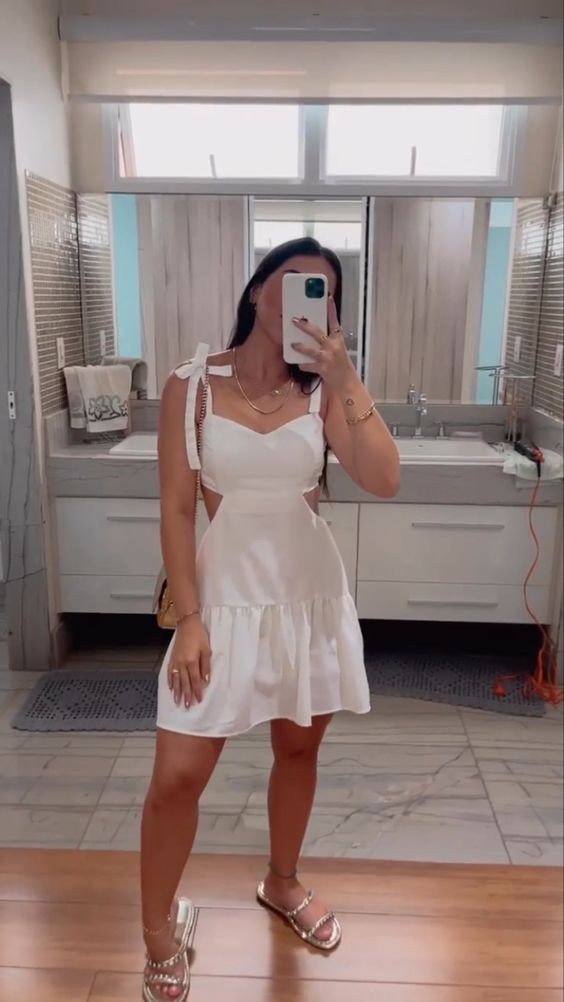 A-line White Short Homecoming Dresses Party Dress - FashionDia