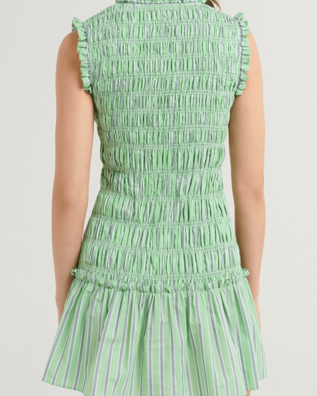 V-neckline Smocked Mini Dress - Fashionpara