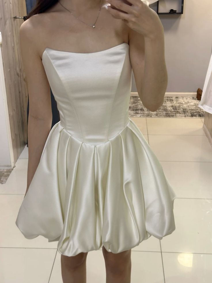 A Line Strapless Short Evening Dress Homecoming Dress Short Party Dress