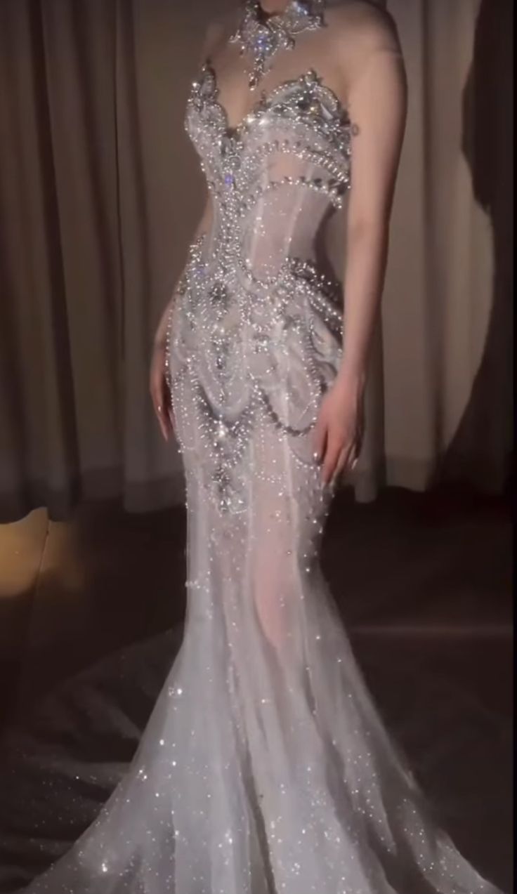 Pretty Mermaid Tulle Beads Long Prom Dresses Formal Evening Dress