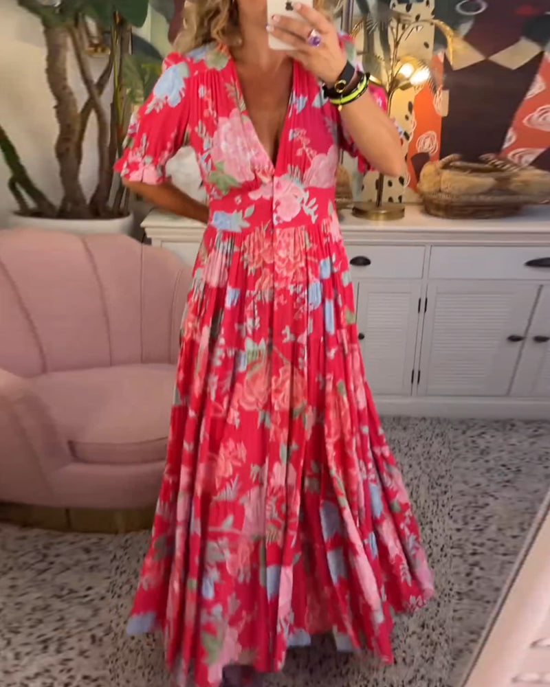 Marina Boutique Floral Dress a Line Puff Sleeves Collection