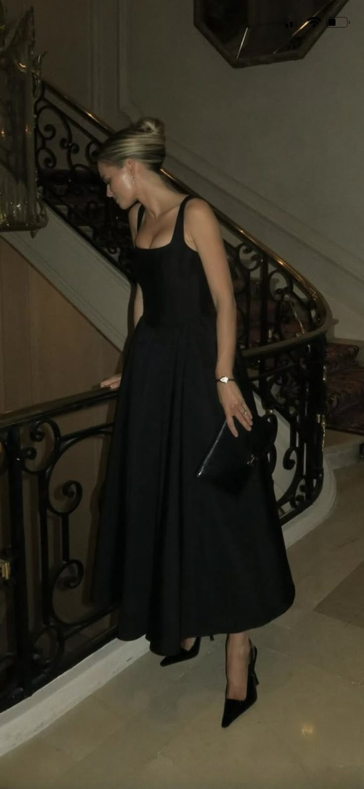 A-Line Black Evening Dress Ankle Length Prom Dresses - FashionDia