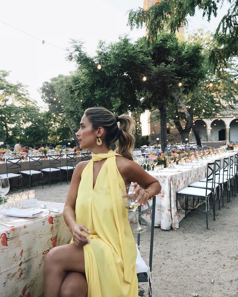 Backless Chiffon Yellow Long Prom Dresses Evening Gowns - FashionDia