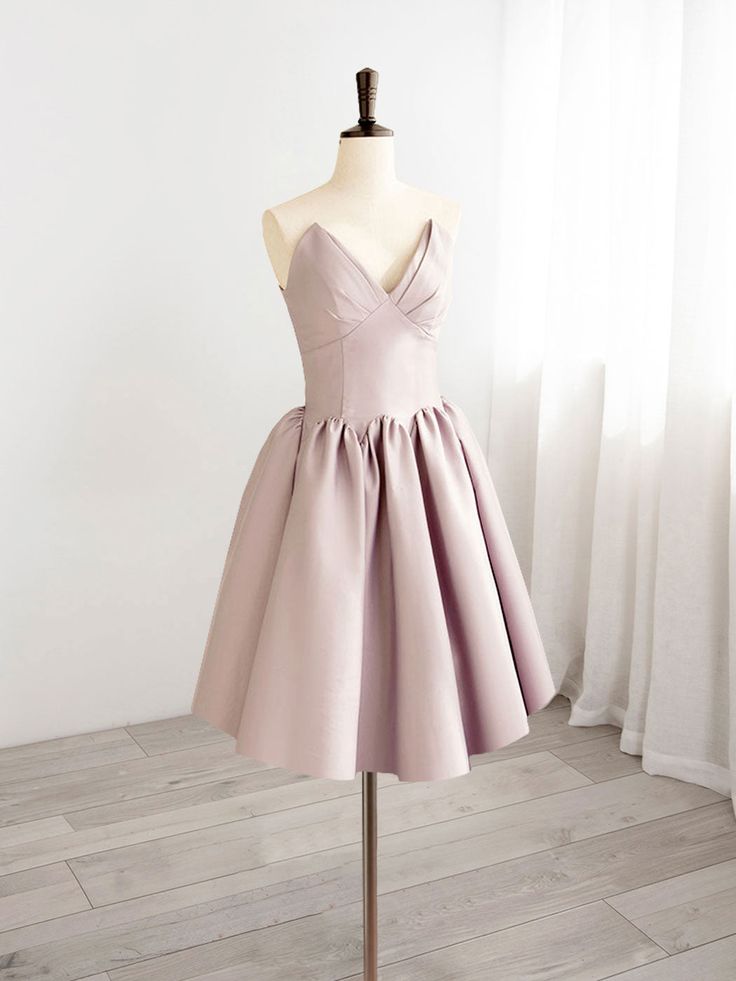 A-Line V-Neck Short Prom Dress, Homecoming Dresses - FashionDia