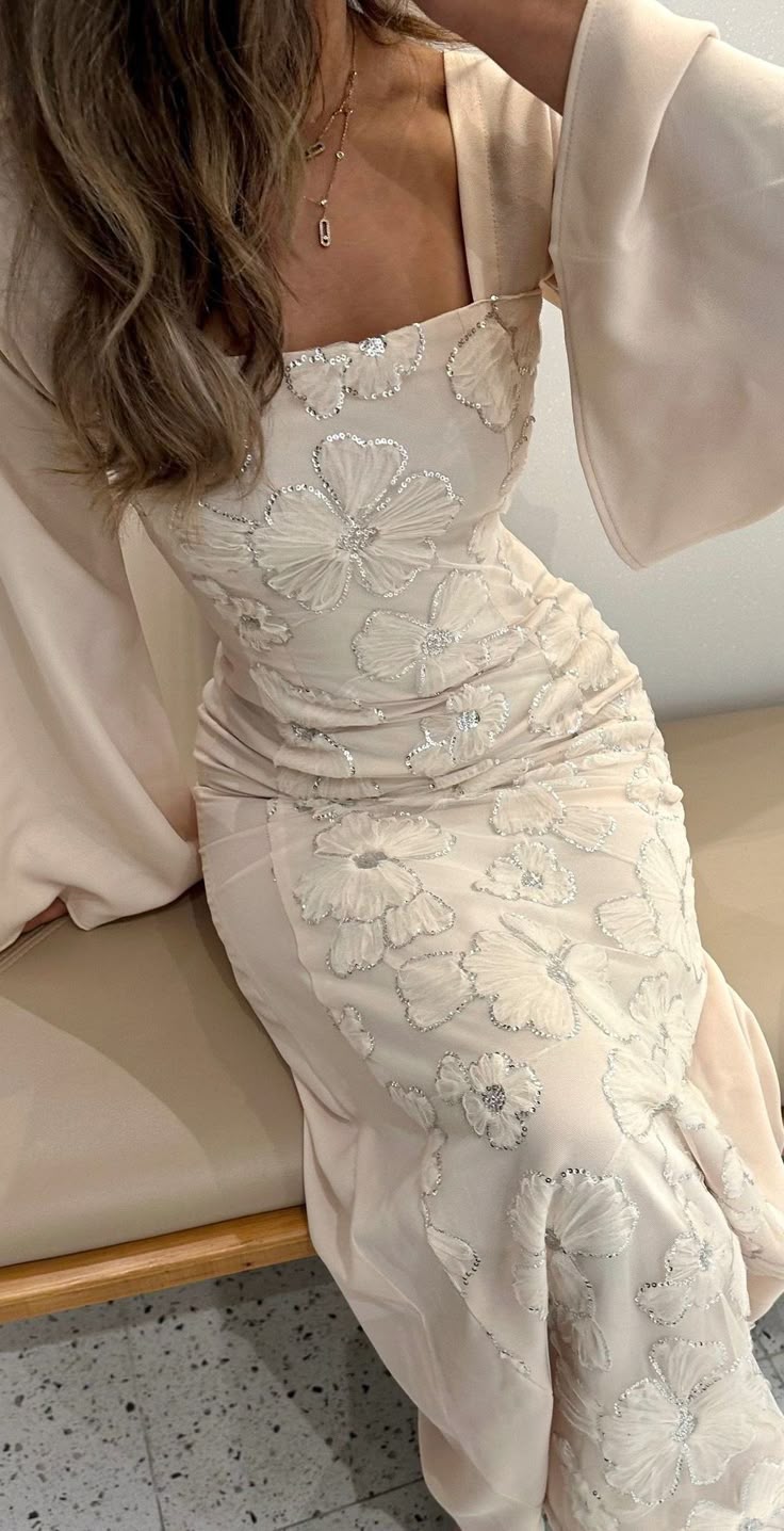 Square Neck Long Sleeves Prom Dresses Formal Evening Dress - FashionDia