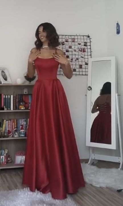 A-Line Straps Floor-Length Evening Gown Prom Dresses - FashionDia