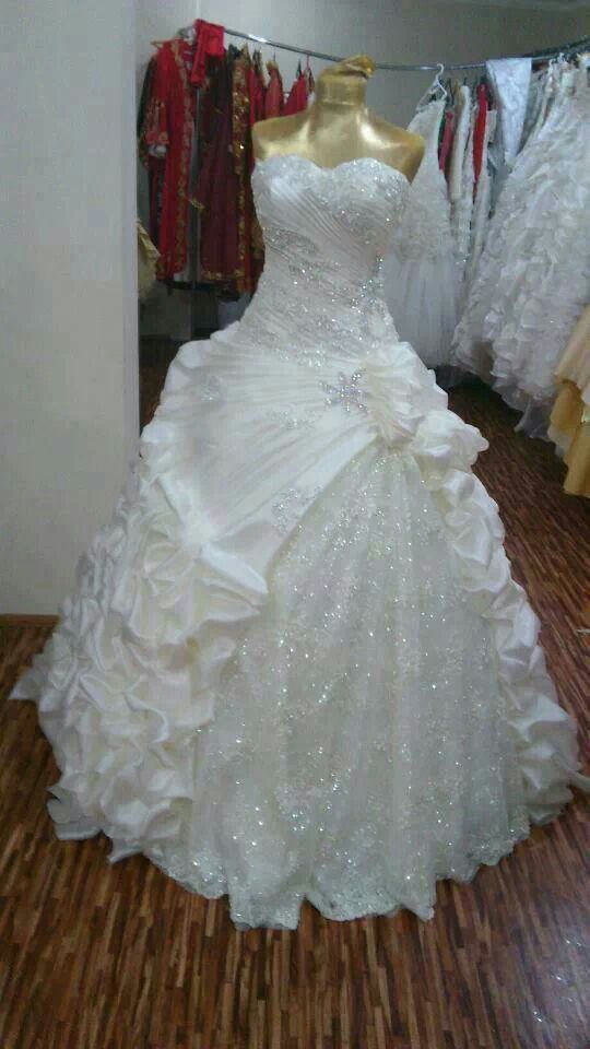 Luxury A Line Strapless Wedding Dresses, Sleeveless Shinny Bridal Gowns   fg7681