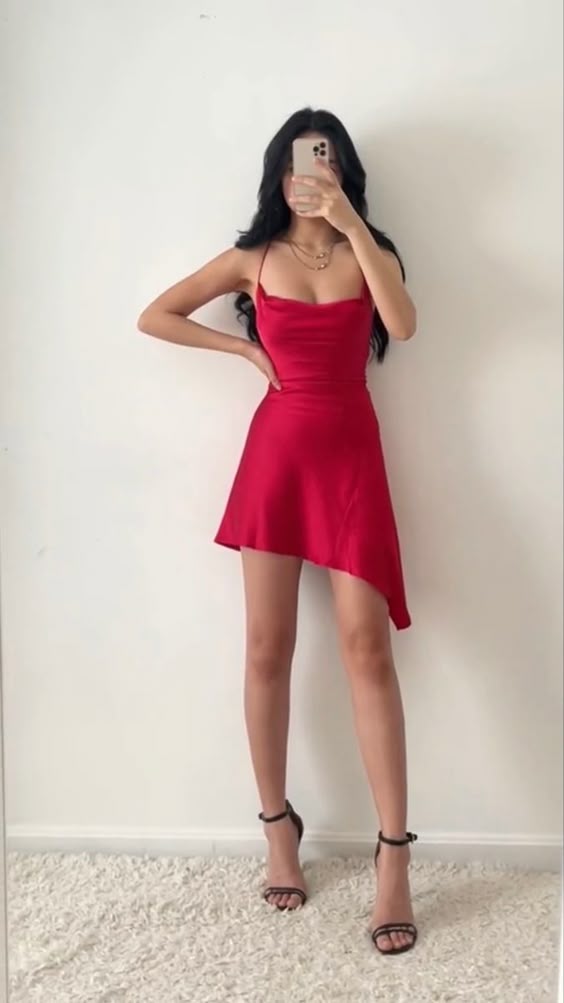 cute red straps homecoming dress 18th birthday outfits - FashionDia