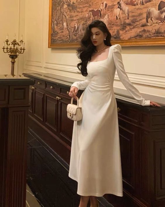 Ivory Long Sleeves Prom Dresses Party Dress