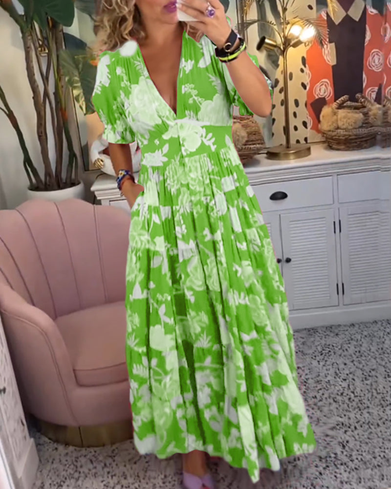 Marina Boutique Floral Dress a Line Puff Sleeves Collection