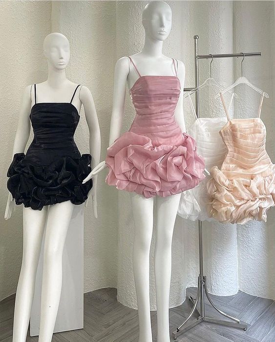 chic sheath pink organza homecoming dress 16th birthday outfits - FashionDia