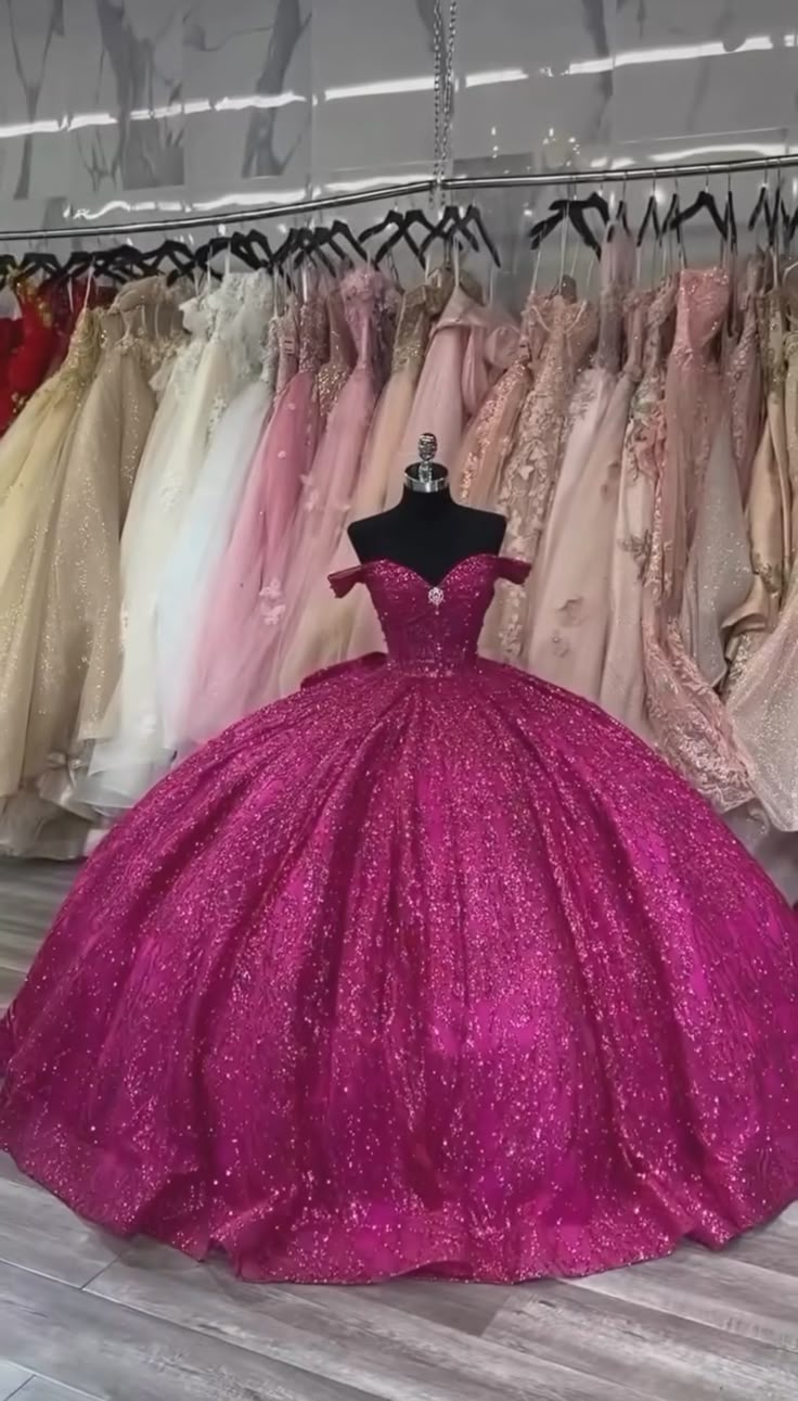 Sparkly Quinceanera Dress Off-the-Shoulder A-Line Birthday Party Princess Ball Gown - View 2 | FashionDia