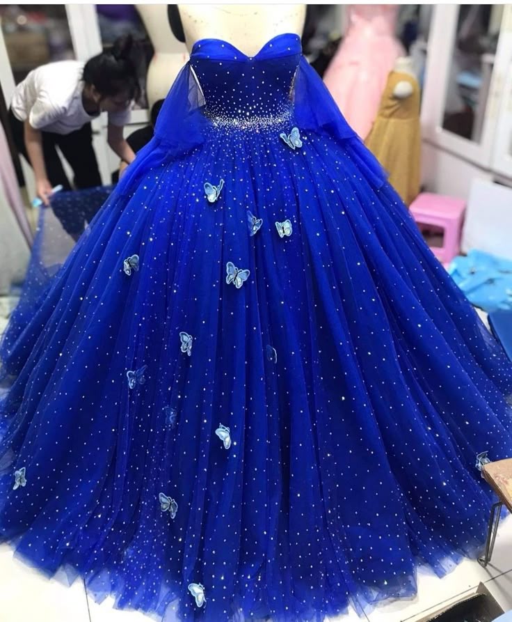Royal Blue/Red quincea�era dress Ball Gown Prom Dresses Evening Gown - View 3 | FashionDia