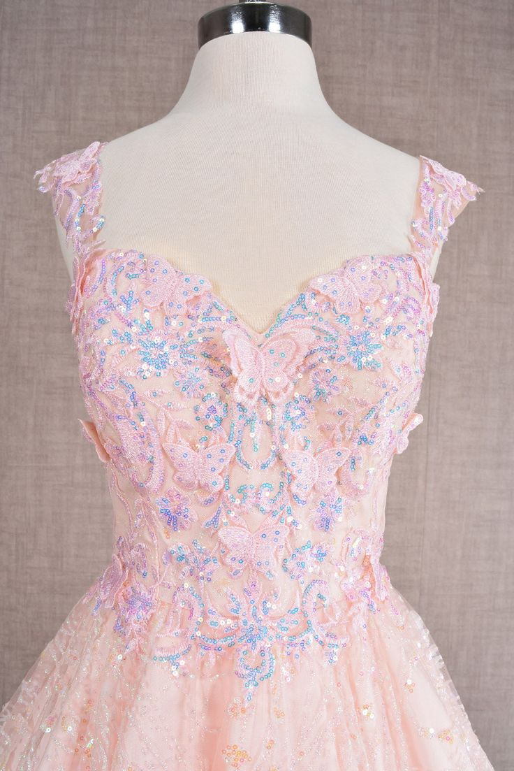 Pretty Gold Lace Butterfly Appliques Short Homecoming Dress Formal 20th Birthday Party Dress - View 4 | FashionDia
