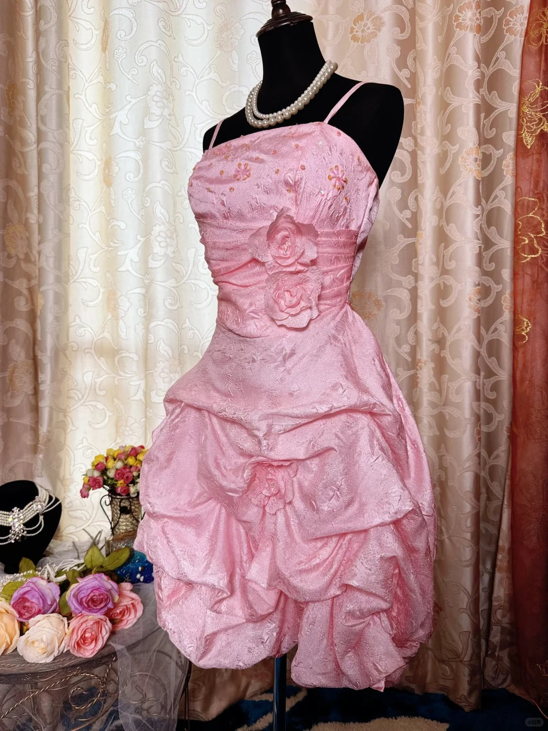 Pink Birthday Outfit Short Evening Dress Short Party Dress Vintage Homecoming Dress   fg8090