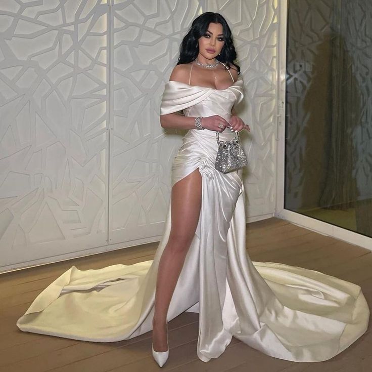 Vintage long satin pleated dress, elegant evening dress - View 6 | FashionDia