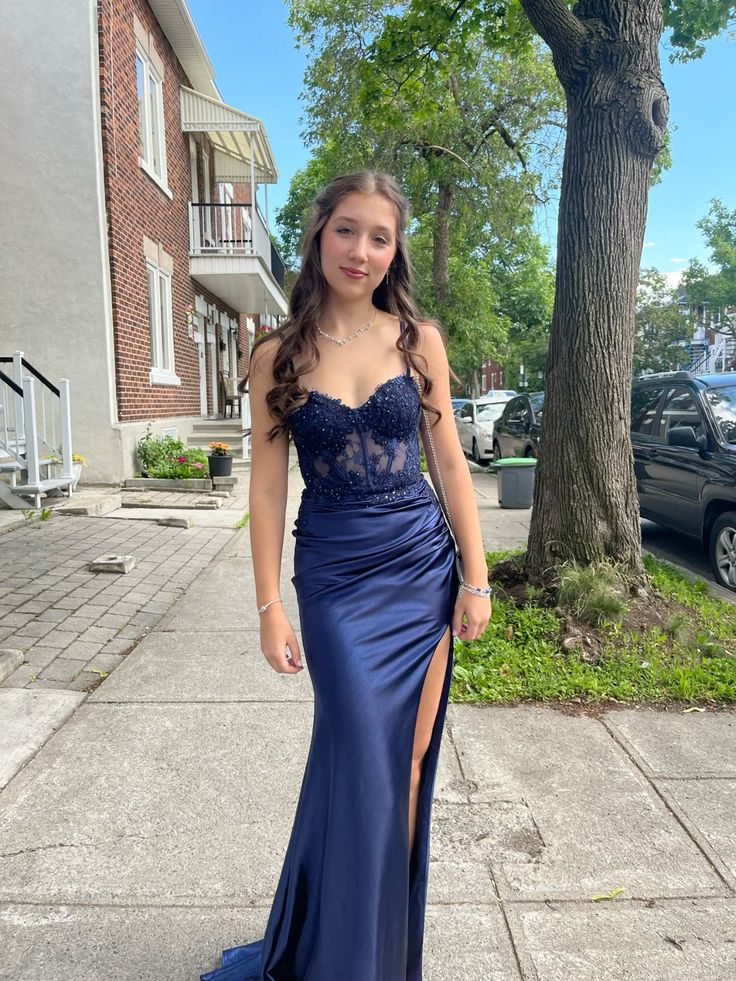 Fashion Long Party Dress Navy Blue New Fashion Evening Dress fg6072 - VelvetHem