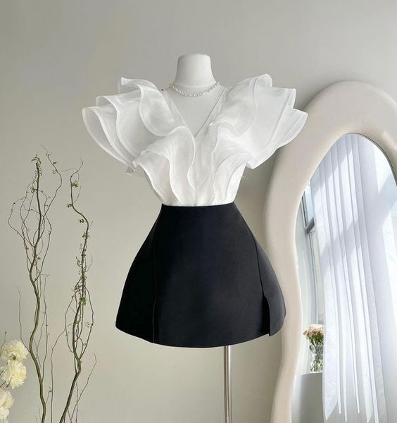 Short mini gown with ruffles cocktail party dress Homecoming Dress - View 2 | FashionDia