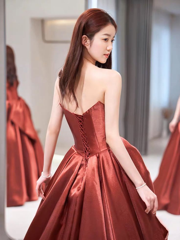 Evening Dress, Chic Party Dress, Strapless Prom Dress,satin Formal Dress,custom Made - View 4 | FashionDia