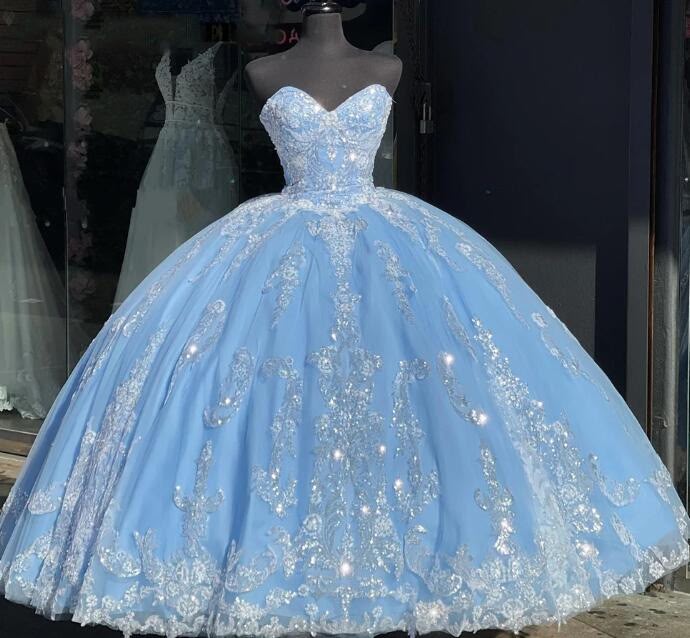 Princess Sweetheart Ball Gown Blue Quinceanera Dresses - FashionDia