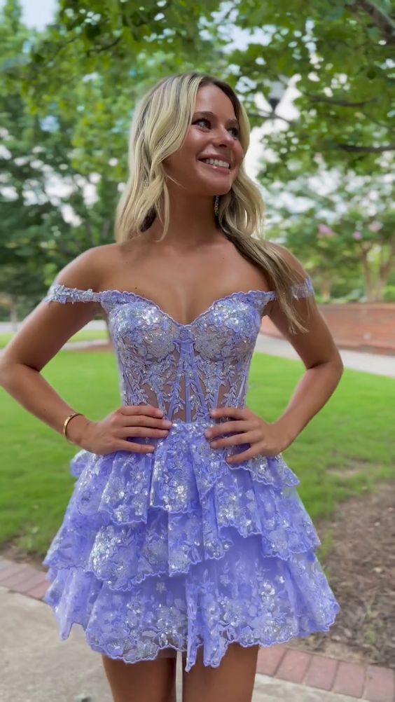 Gorgeous Off-Shoulder Strapless A-line Short Mini Homecoming Dress - FashionDia