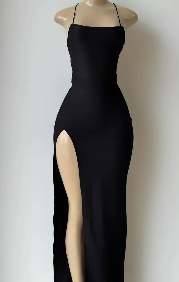 Elegant Black Prom Dresses, Fashion Party Dress With Slit - FashionDia