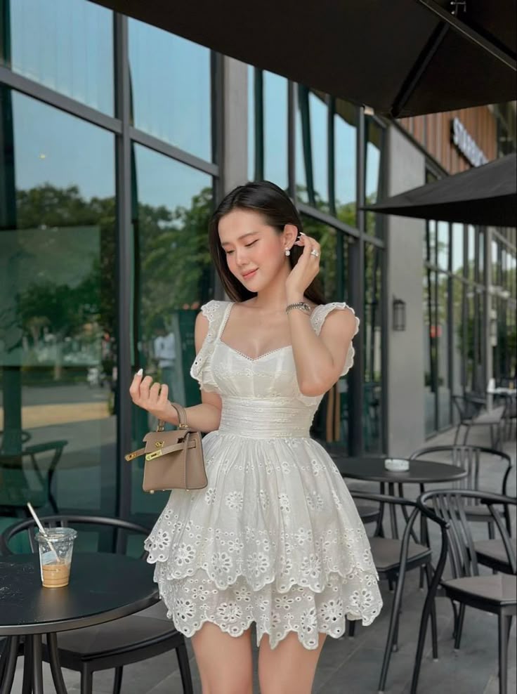 White Lace Birthday Outfit Short Evening Dress Cocktail Dresses Short Party Dress - FashionDia