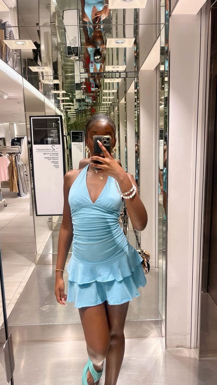 Blue V Neck Homecoming Dress Short Birthday Party Dress    fg7715