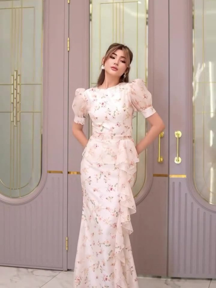 Summer Bloom Tea Length Gown