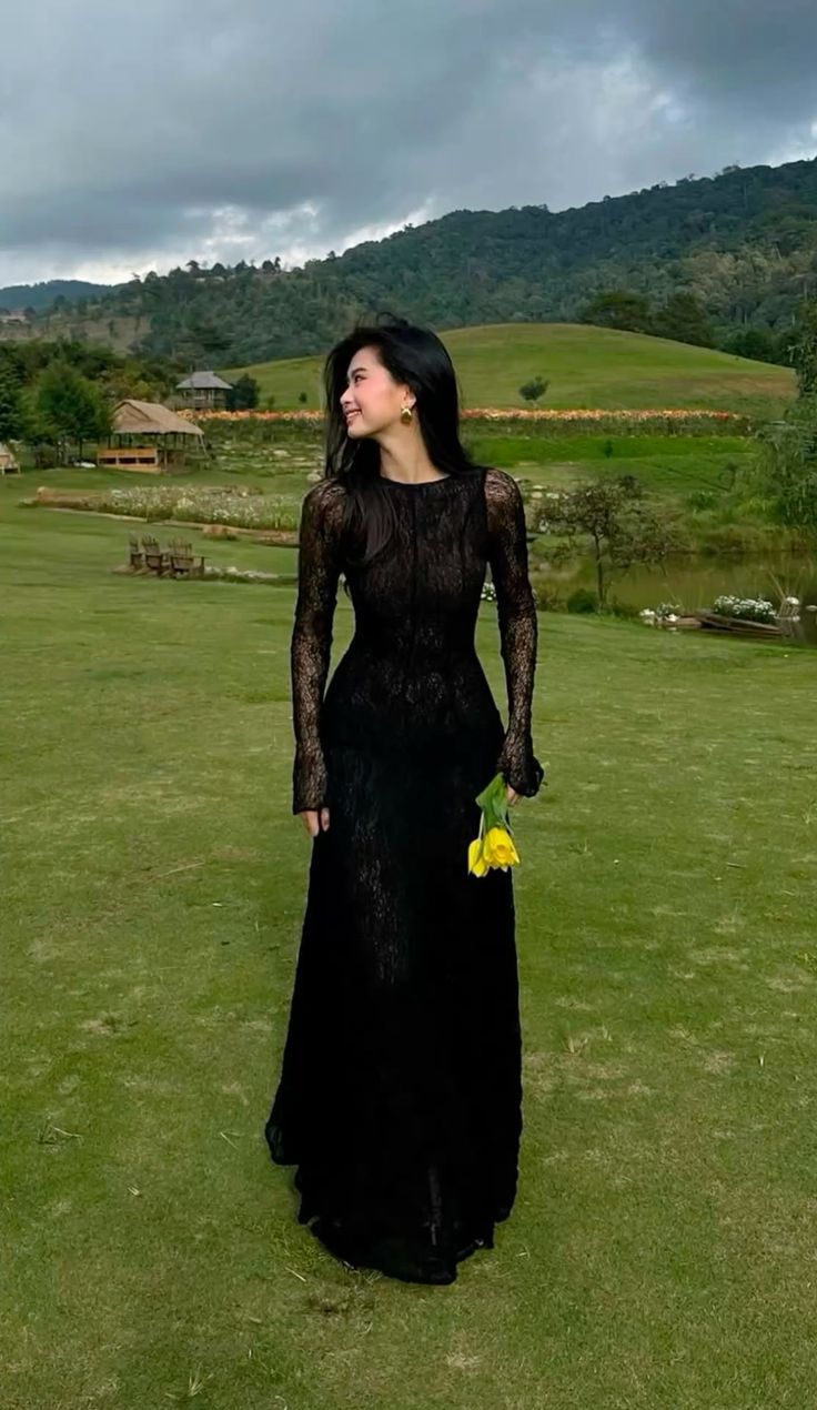 Black Lace Sexy Evening Dress Long Prom Dresses - FashionDia