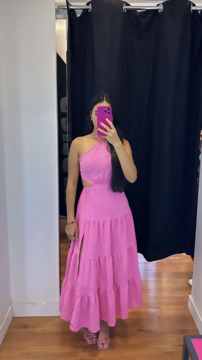 A-Line Pink Halter Simple Formal Dress New Arrive Party Dress Evening Dress - FashionDia