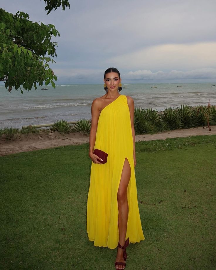 Yellow Chiffon Long Prom Dress, Evening Dress fg6786 - VelvetHem