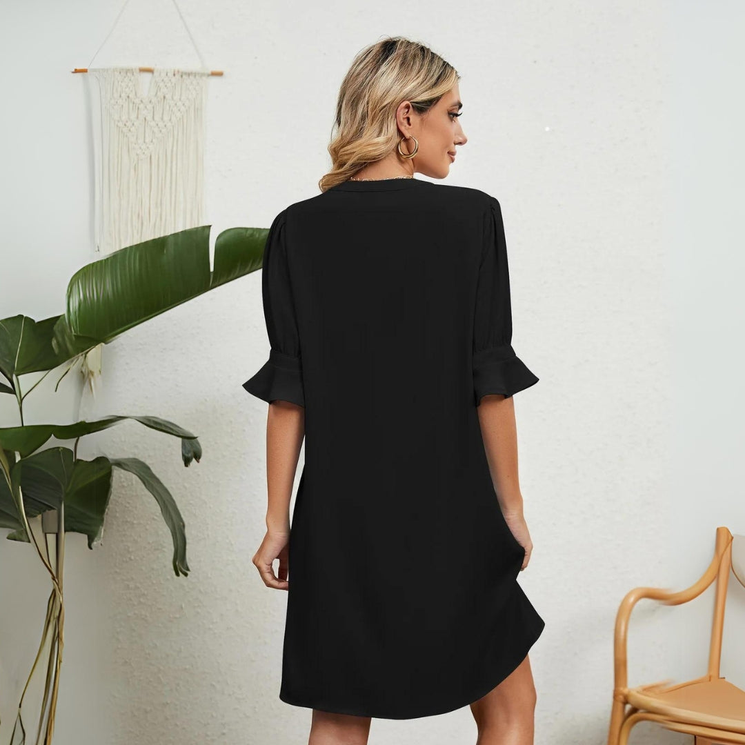 Annette Exclusive Dress with a V Neck Everyday Luxe Edit