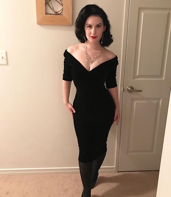 Black Sexy Off The Shoulder Prom Party Dresses Mid Length Evening Gowns fg6273 - VelvetHem