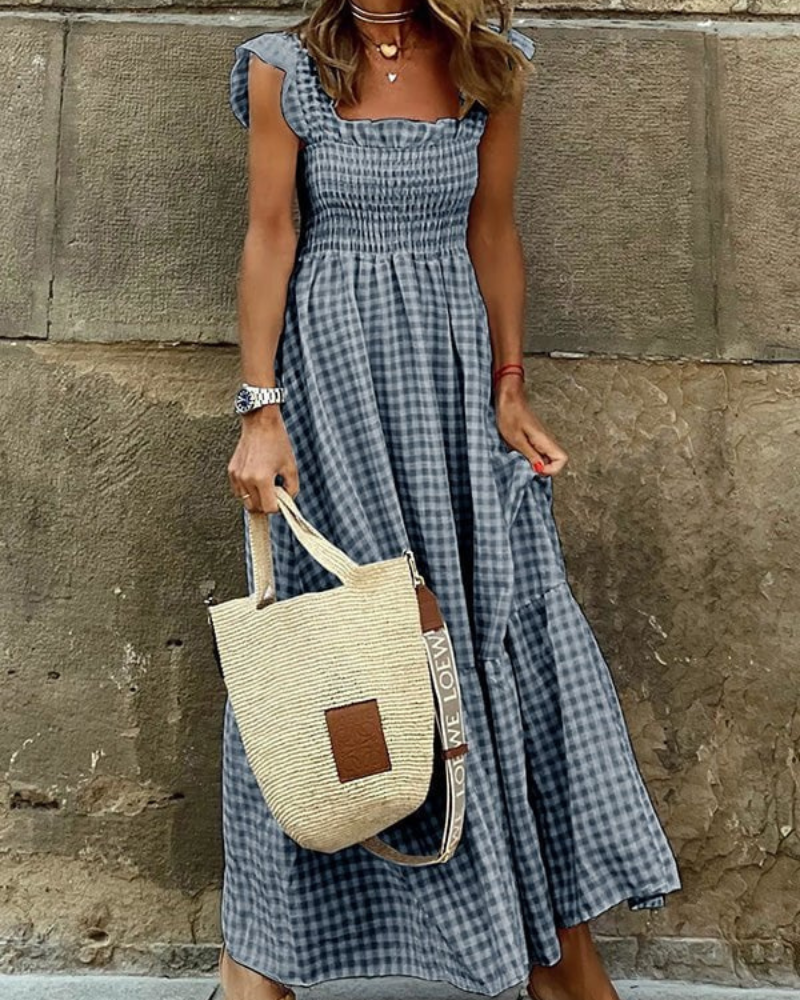 Hope Statement Sleeveless Plaid Maxi Dress Elevated Occasion Wear