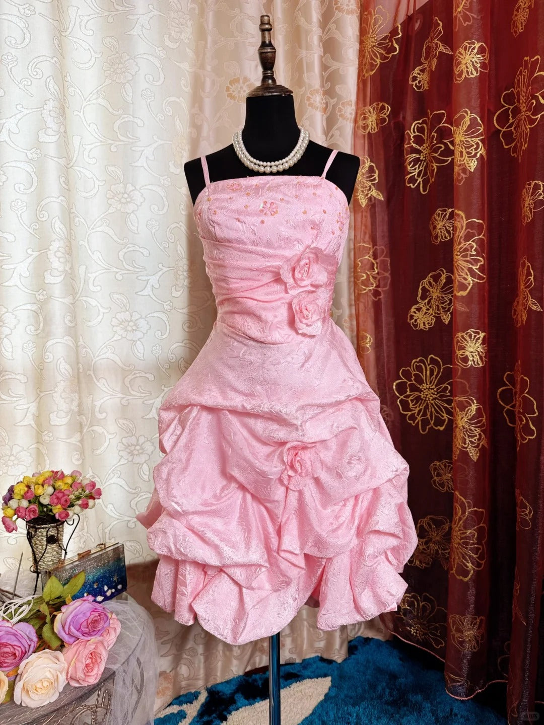 Pink Birthday Outfit Short Evening Dress Short Party Dress Vintage Homecoming Dress   fg8090