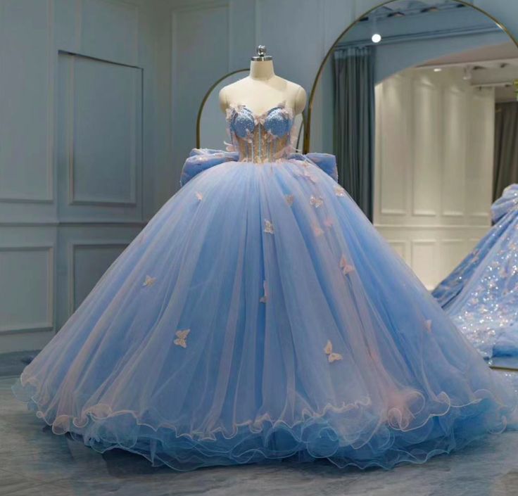 Ball Gown Prom Dresses, Princess Prom Dresses, Sweet 16 Dresses, Quinceanera Dresses, Blue Prom Dresses - FashionDia