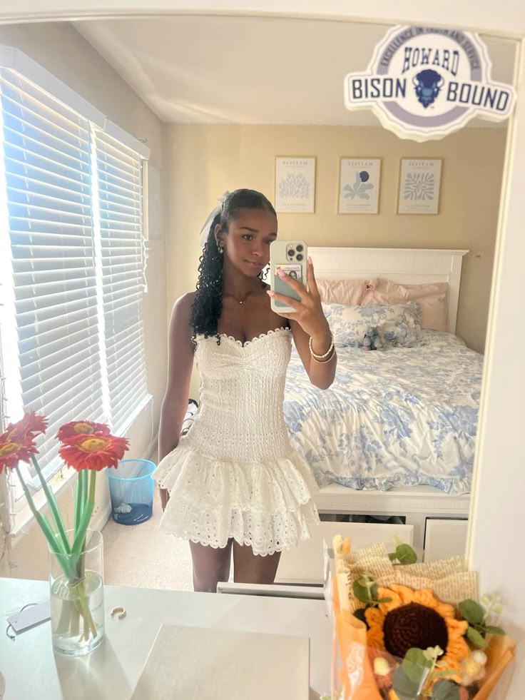 White Lace Birthday Dress Short Homecoming Party Dress - FashionDia
